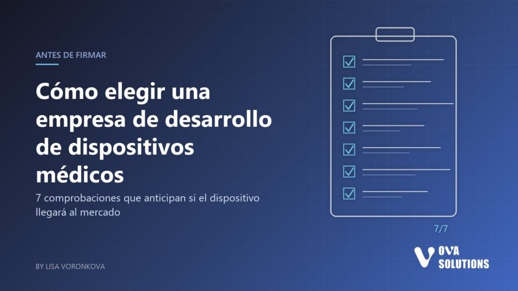 Portada del artículo sobre cómo elegir una empresa de desarrollo de dispositivos médicos: portapapeles con siete casillas marcadas